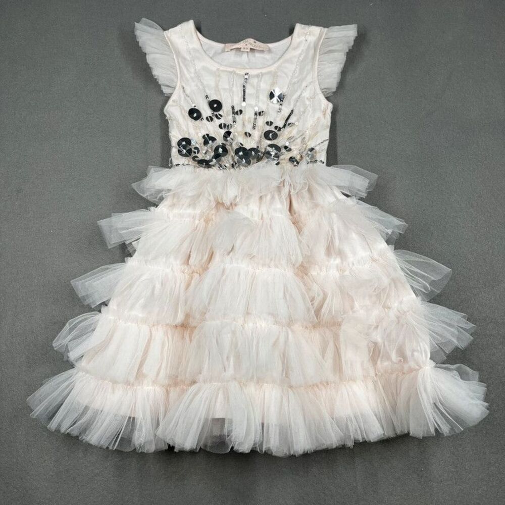 Tutu De Monde girls dress size 2 - 3 light pink layered ruffles